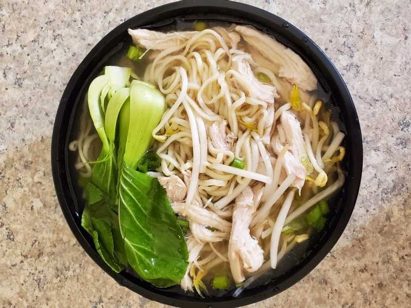 Chicken egg noodle soup